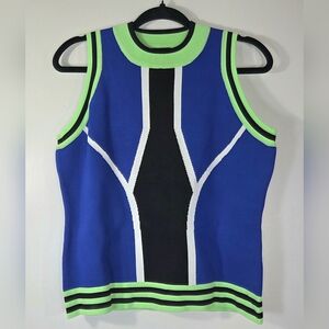 NWT KAREN MILLEN SPORTY COLOURBLOCK  FUNNEL NECK KNIT TOP.